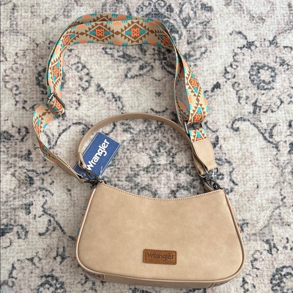 Wrangler Light Brown Taupe Shoulder Bag with Tribal Strap